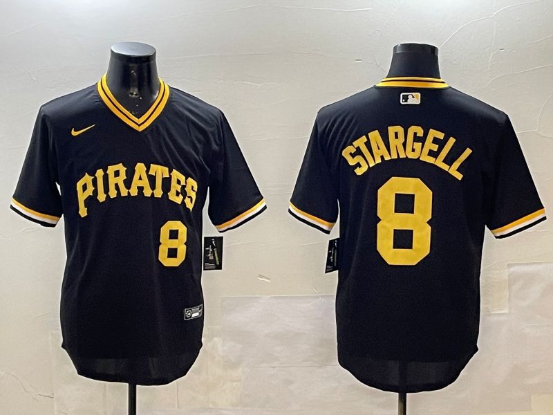 Men Pittsburgh Pirates #8 Stargell Black Throwback 2025 Nike MLB Jersey style 2